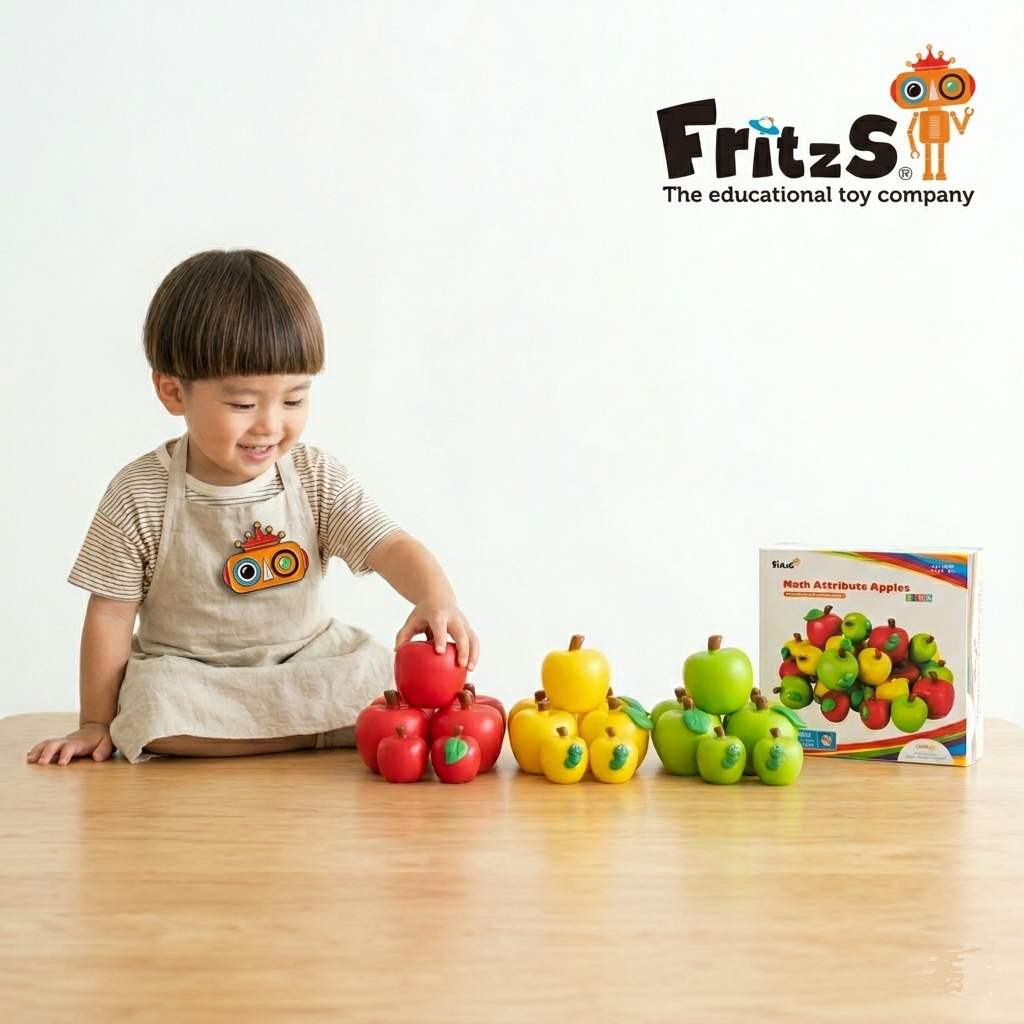 A 3 years old boy learn color sorting with FritzS Math Attribute Apples