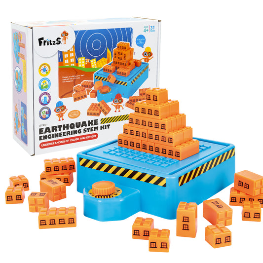 FritzS Earthquake Engineering STEM Kit | 地震工程測試工具｜兒童防震建築 STEM 積木玩具 幼兒科學實驗 結構工程 教學玩具 4歲以上