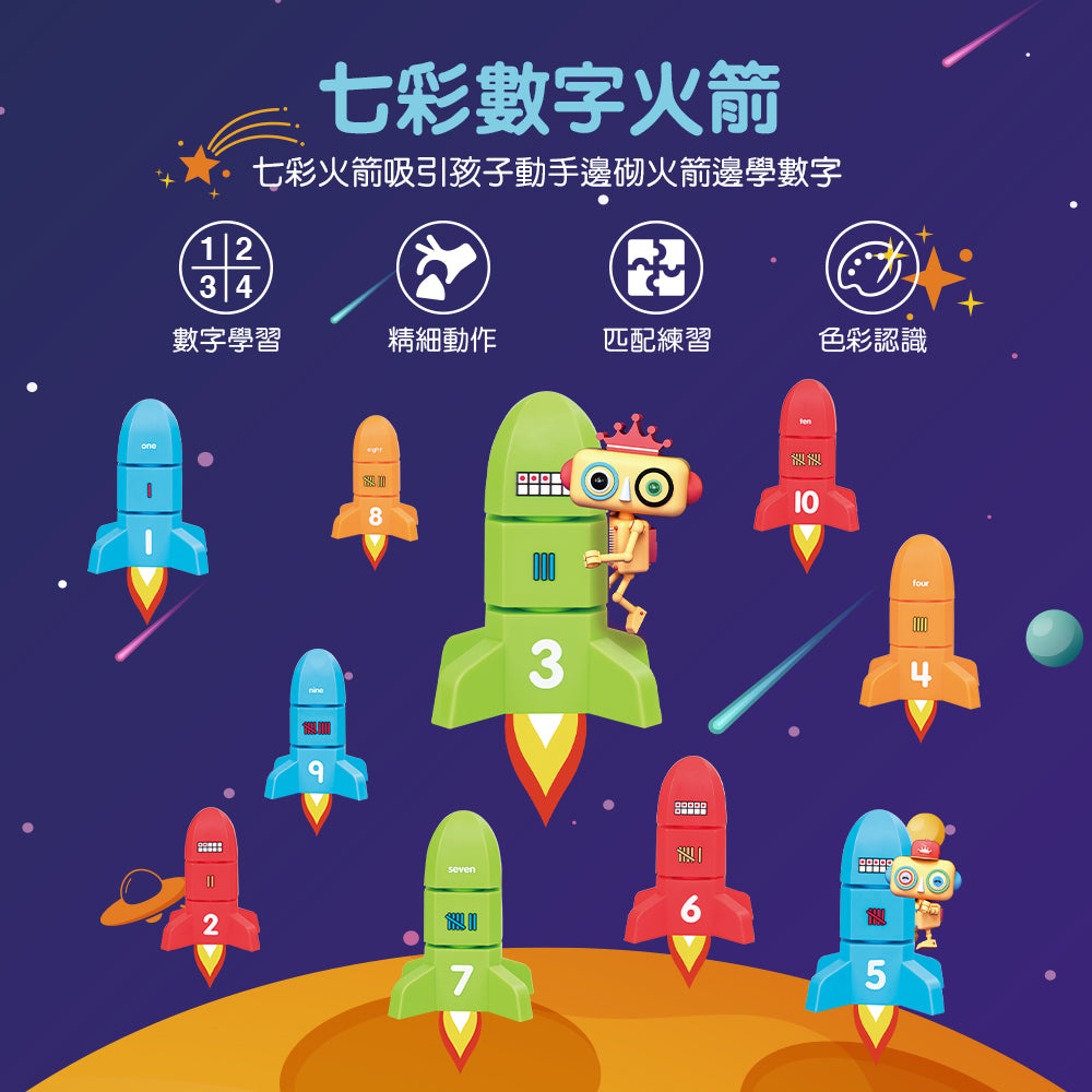 Smart Match - Multi-Language Numeric Rocket | 數字火箭 | 早教中文教具