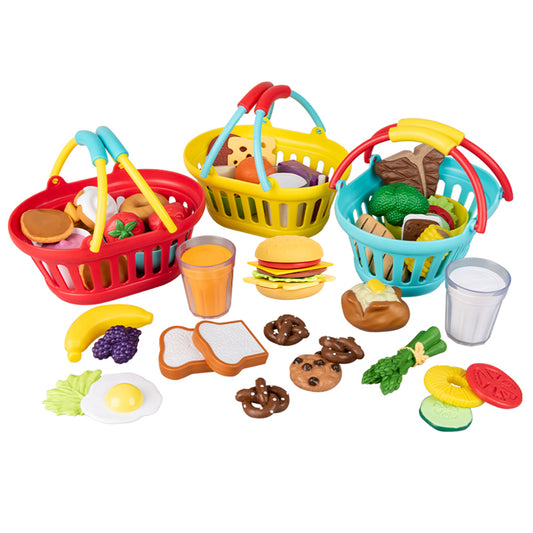 Serve N Learn Three Meals Basket Set - 52 Pieces, Ages 18+ months Pretend Play Toys for Toddlers, Teacher Design Play Food for Toddlers, Play Kitchen for Toddlers